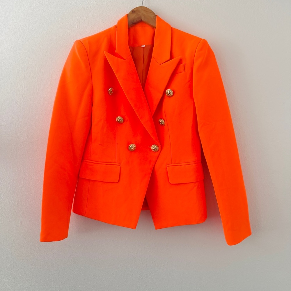 Bright Neon Orange Blazer Jacket